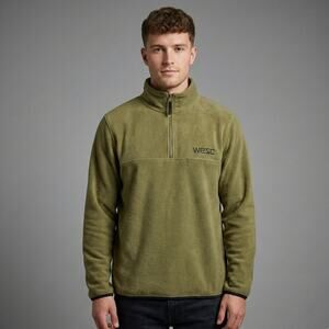 WESC Conspiracy 1/4 Zip Fleece Pullover Sweater Men's Size Medium Green Unisex